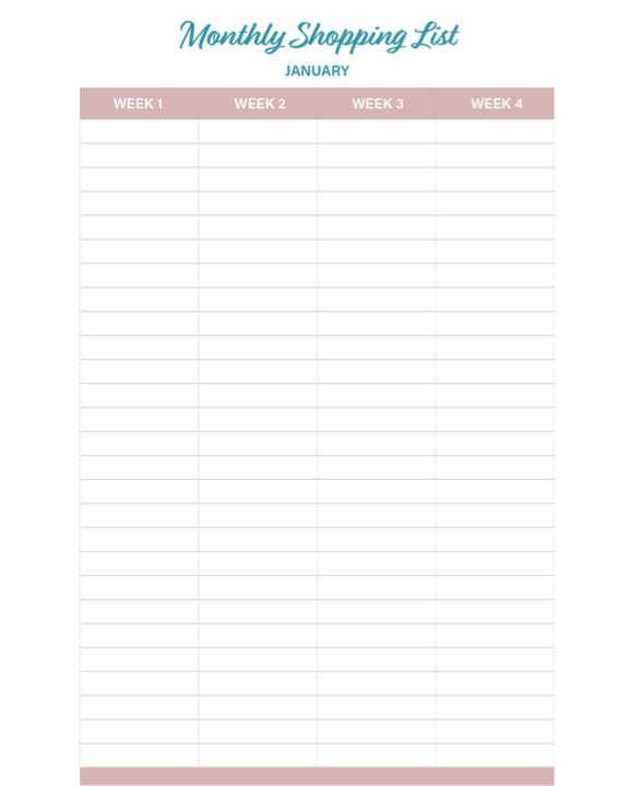 Yearly January to December Fitness Planner