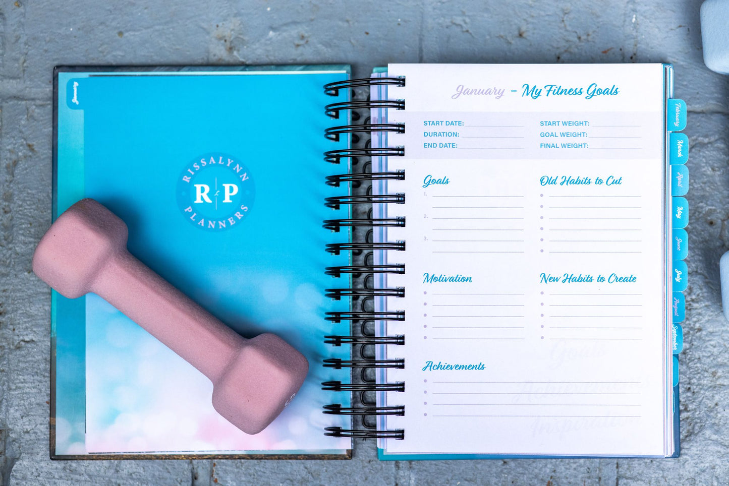 Yearly January to December Fitness Planner